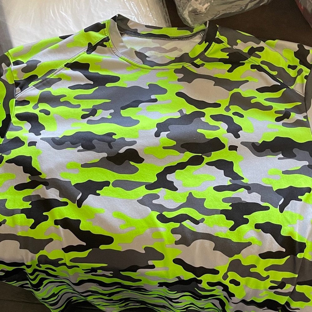 Neon Green and Gray Camo Shirt